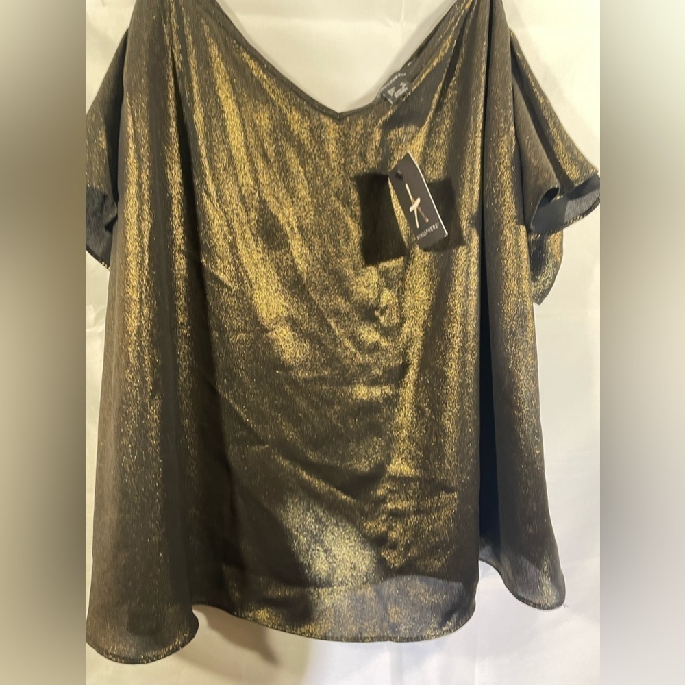 Atmosphere Off the Shoulder Womens Metallic Short Sleeve Tank Camisole Sz 12 NWT - Picture 5 of 6
